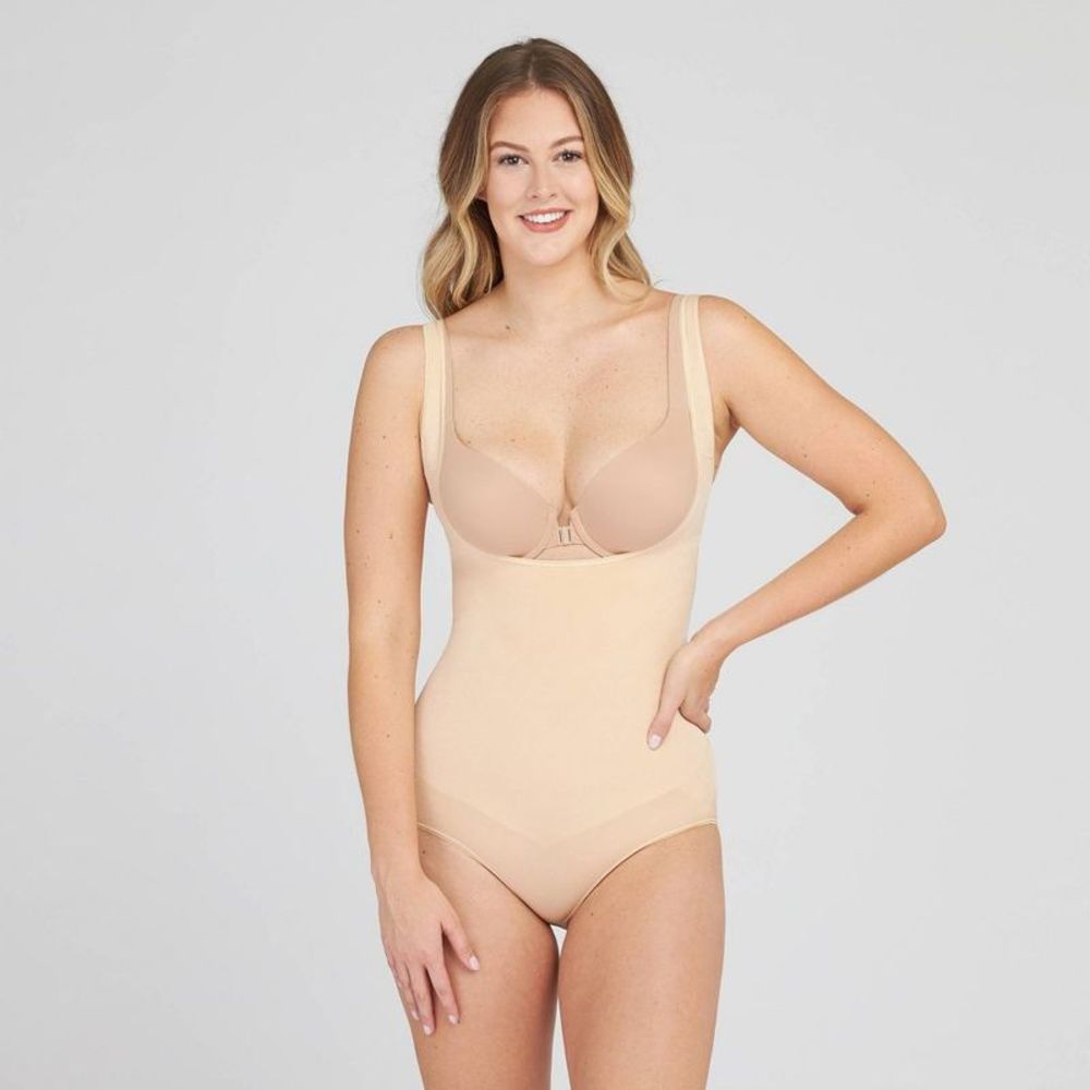Assets by Spanx Women's Remarkable Results Open-Bust Brief Bodysuit - Beige